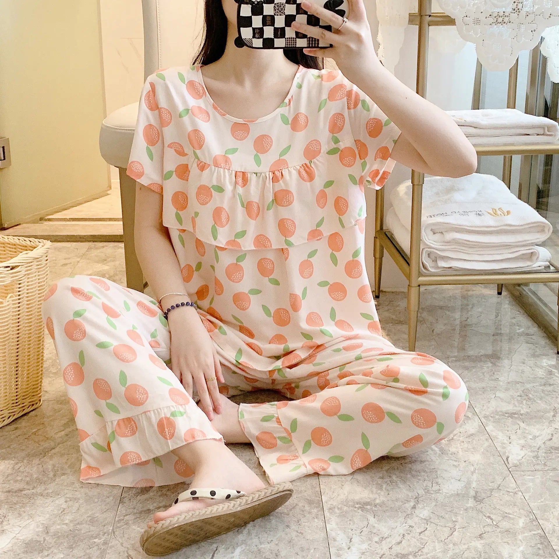 Summer Women's Cotton Pajama Set with Loose Fit