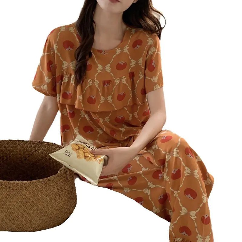 Summer Women's Cotton Pajama Set with Loose Fit