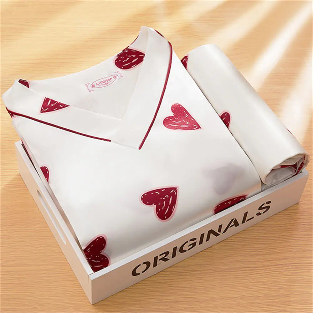 2022 Summer Women's Silk Cartoon Pajama Set