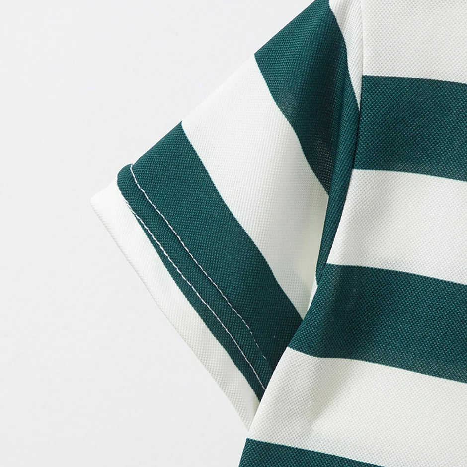 Kinder Polo-Shirt Unisex - Gestreift Kurzarm Basic Shirt