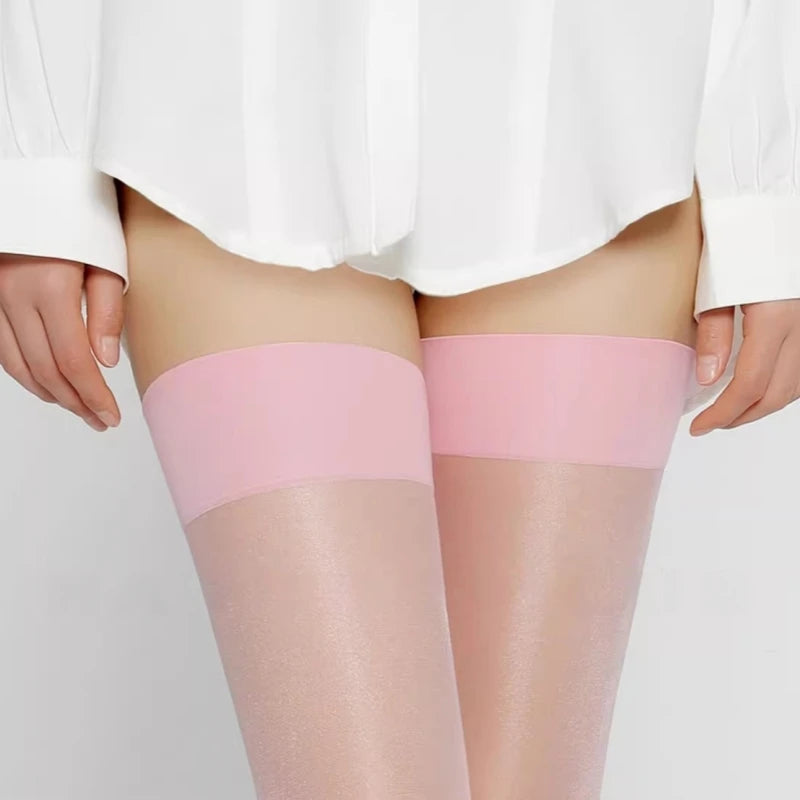 12D Glitzer Overknee Strümpfe - Ultra-Dünne Party Strümpfe in Candy Farben