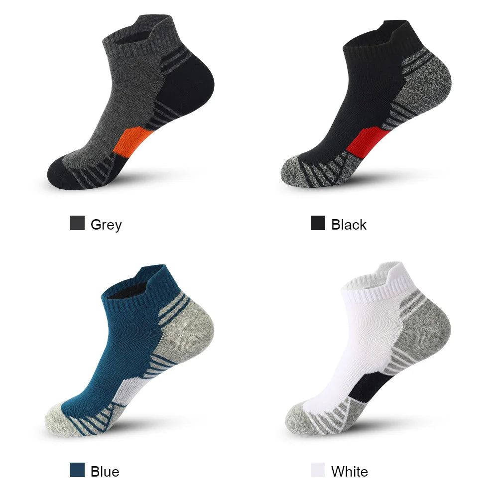 5 Paar Sport Knöchelsocken Herren - Atmungsaktive Baumwoll-Laufsocken für Fitness Radfahren Fußball
