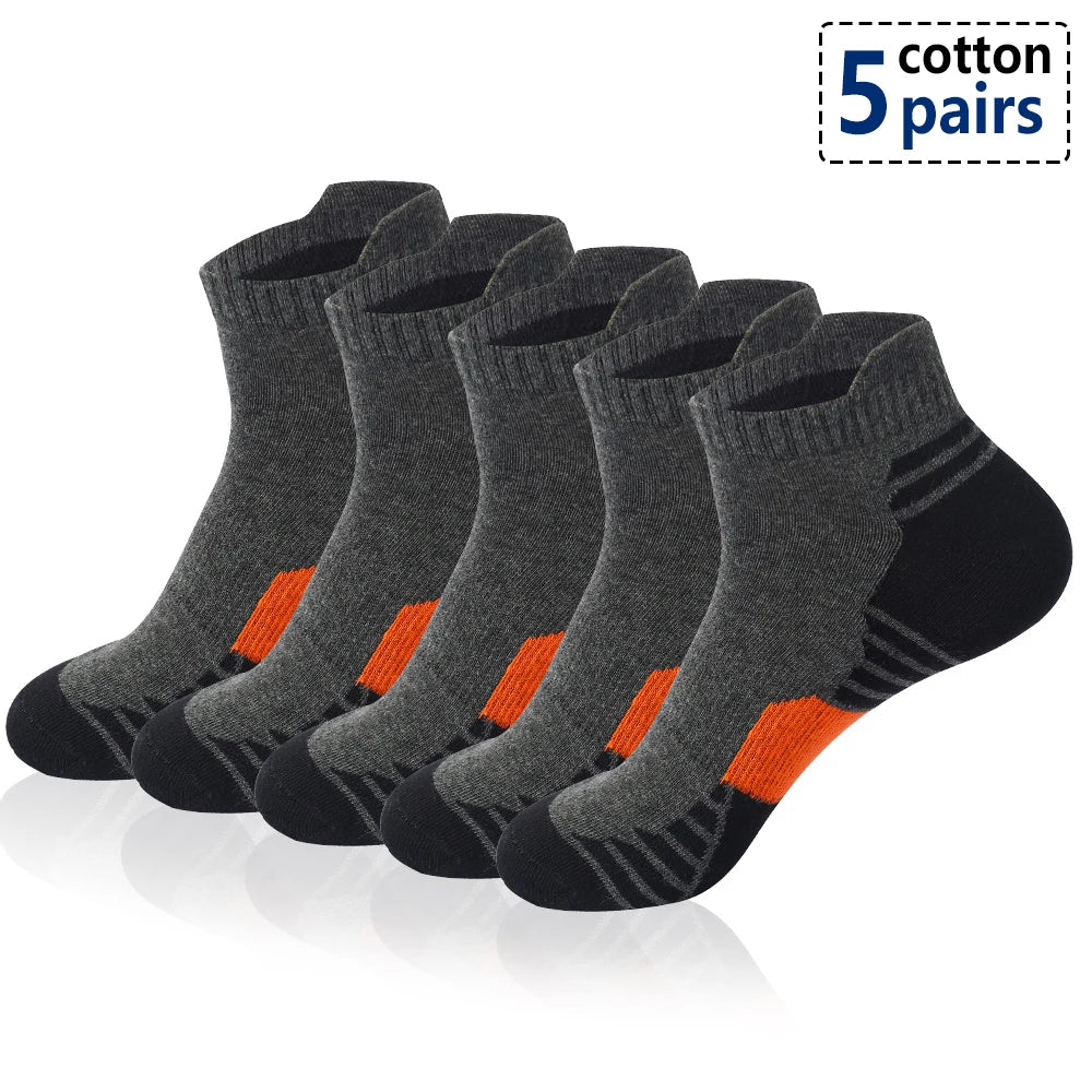 5 Paar Sport Knöchelsocken Herren - Atmungsaktive Baumwoll-Laufsocken für Fitness Radfahren Fußball