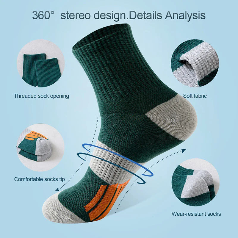 5 Paar Sport Kompressionssocken - Premium Crew Socken für Basketball Running Hiking Unisex