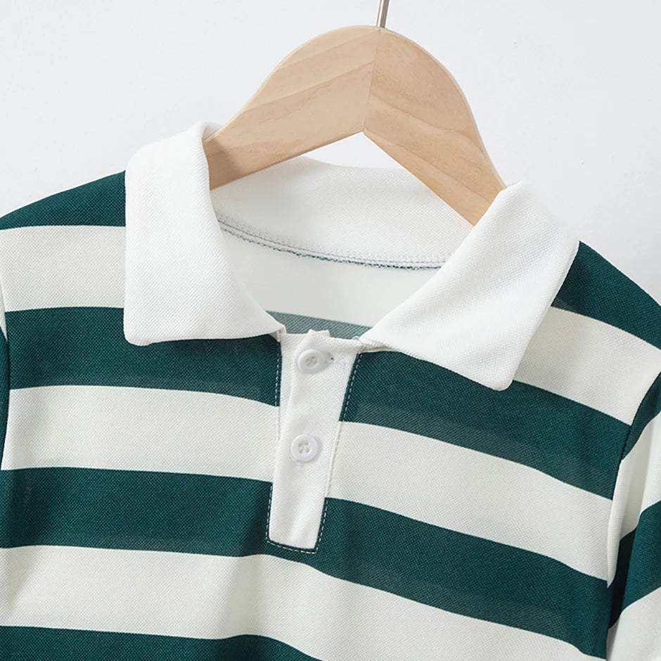 Kinder Polo-Shirt Unisex - Gestreift Kurzarm Basic Shirt