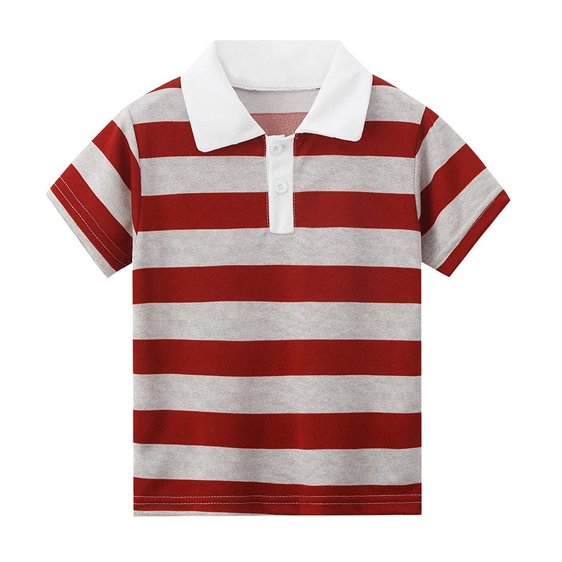 Kinder Polo-Shirt Unisex - Gestreift Kurzarm Basic Shirt