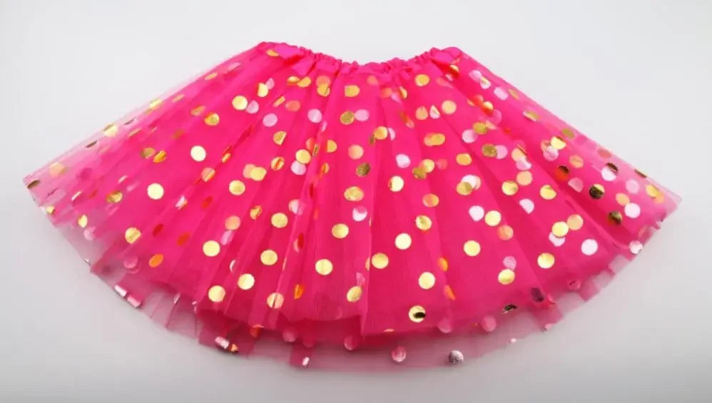 Mädchen Tutu Rock mit Sternen & Glitzer - 3-lagiger Tüllrock für Tanz & Party 2-8 Jahre