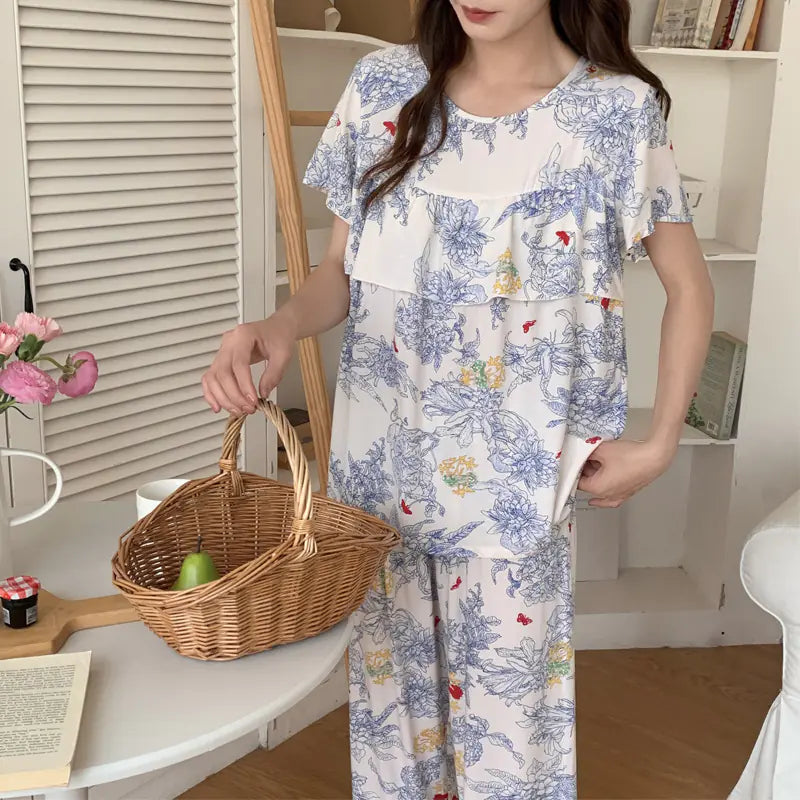 Summer Women's Cotton Pajama Set with Loose Fit